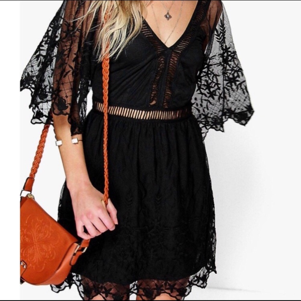 Boutique Black Jinny Ladder Detail Lace Dress